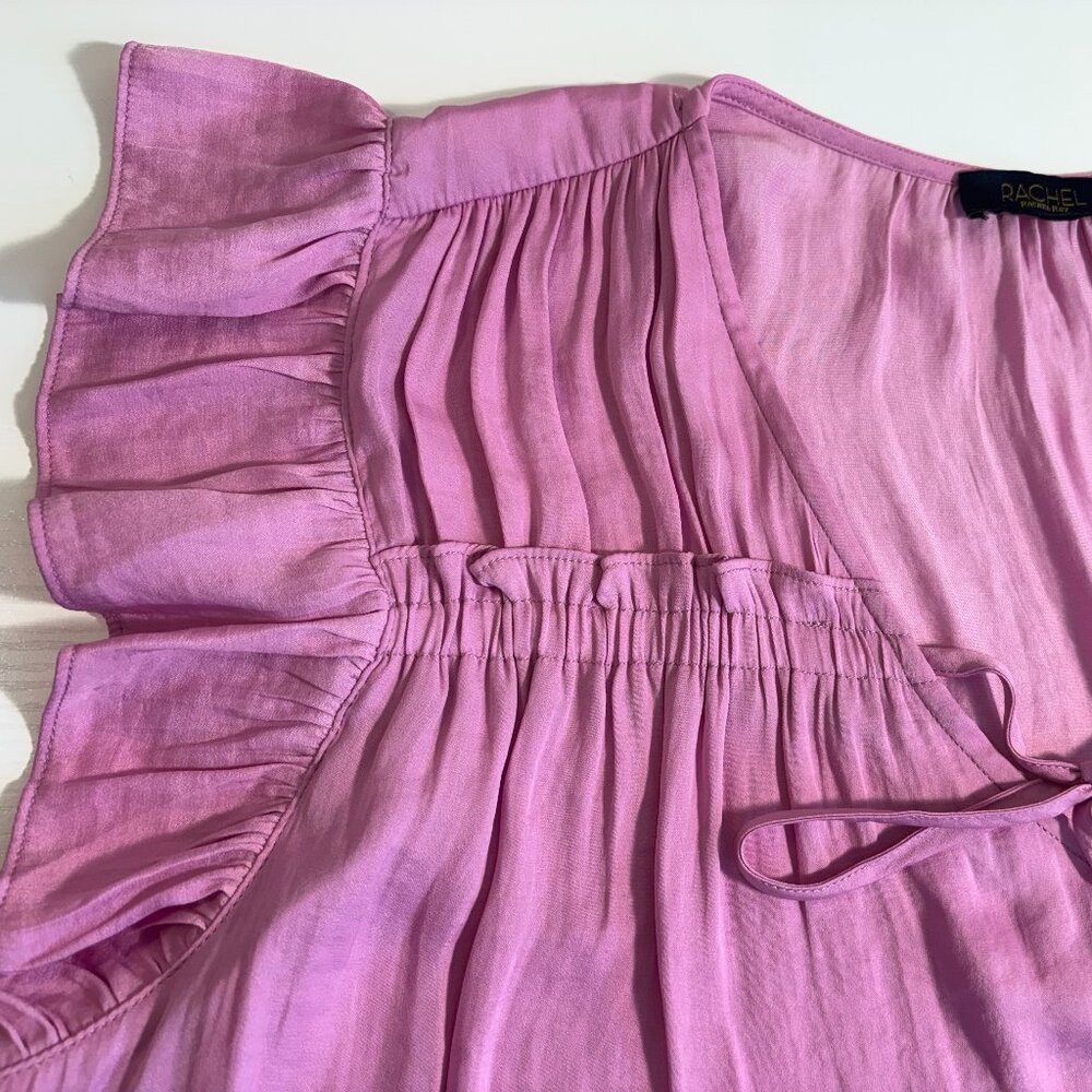 Rachel Roy XL fuchia pink flutter cap sleeve tie blouse - Picture 7 of 7